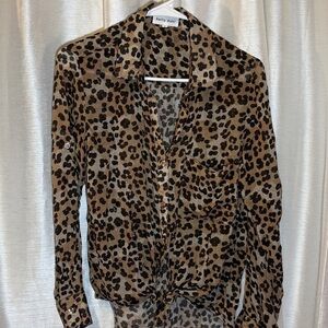 🐆 BELLA DAHL Leopard 🐆 Print Button-Up Blouse Small